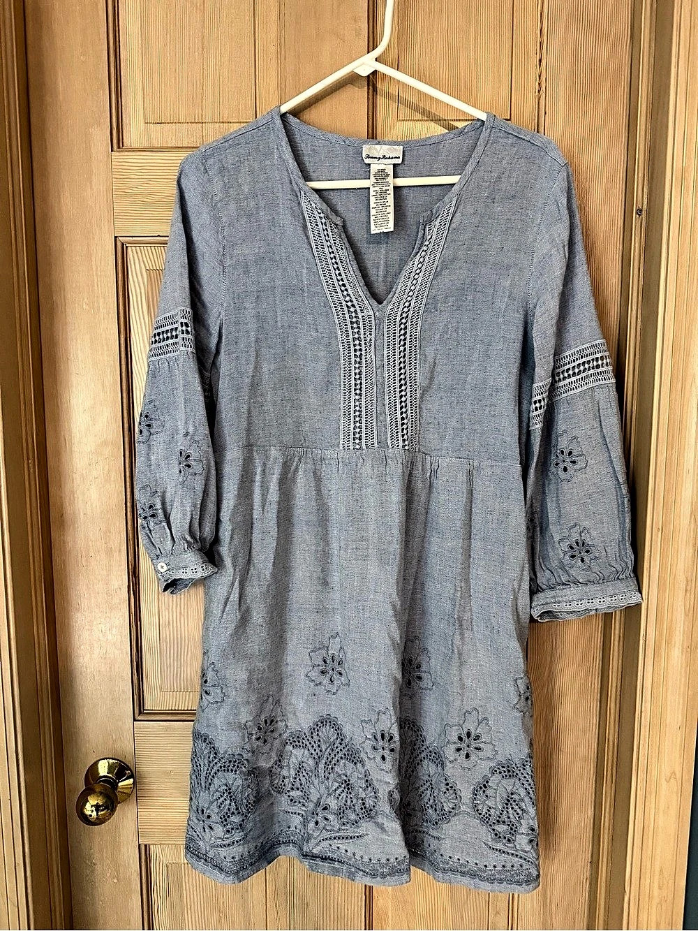 Tommy Bahama Eyelet Cove Embroidered Coverup Dress Blue Medium